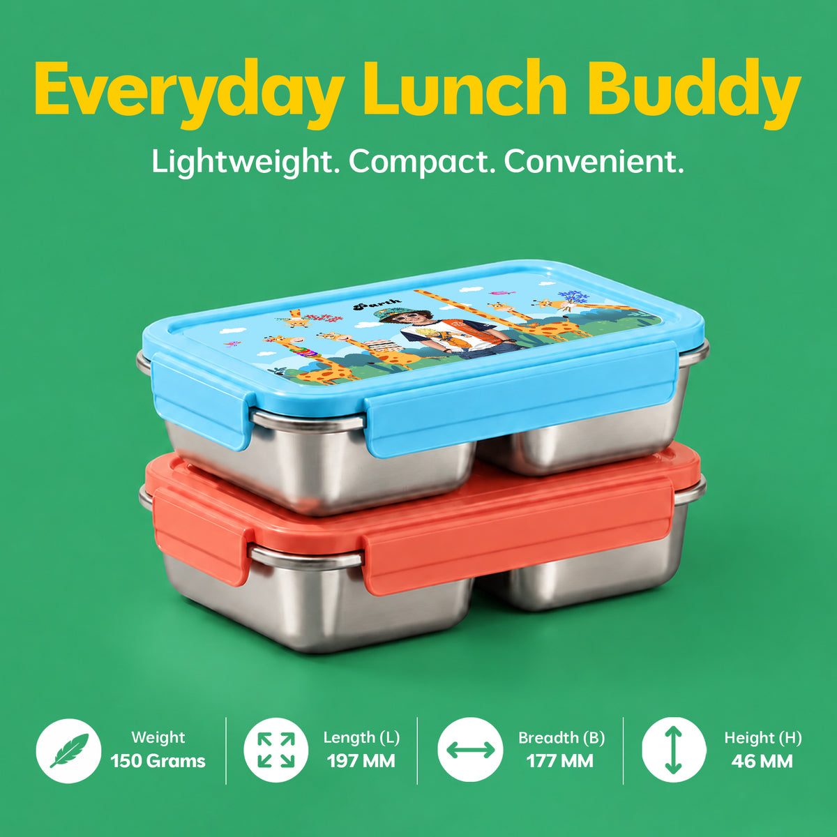 Bento Lite - Giraffe Theme | Personalized Kids Lunch Box