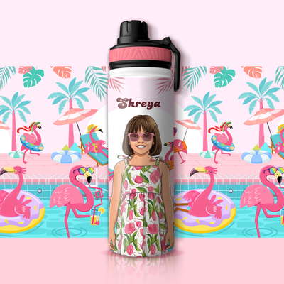Personalized Flamingo Kids Stainless Steel Water Bottle