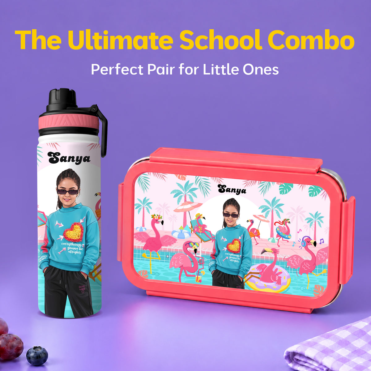 Unicorn Combo - Bento Lunch Box + Water Bottle