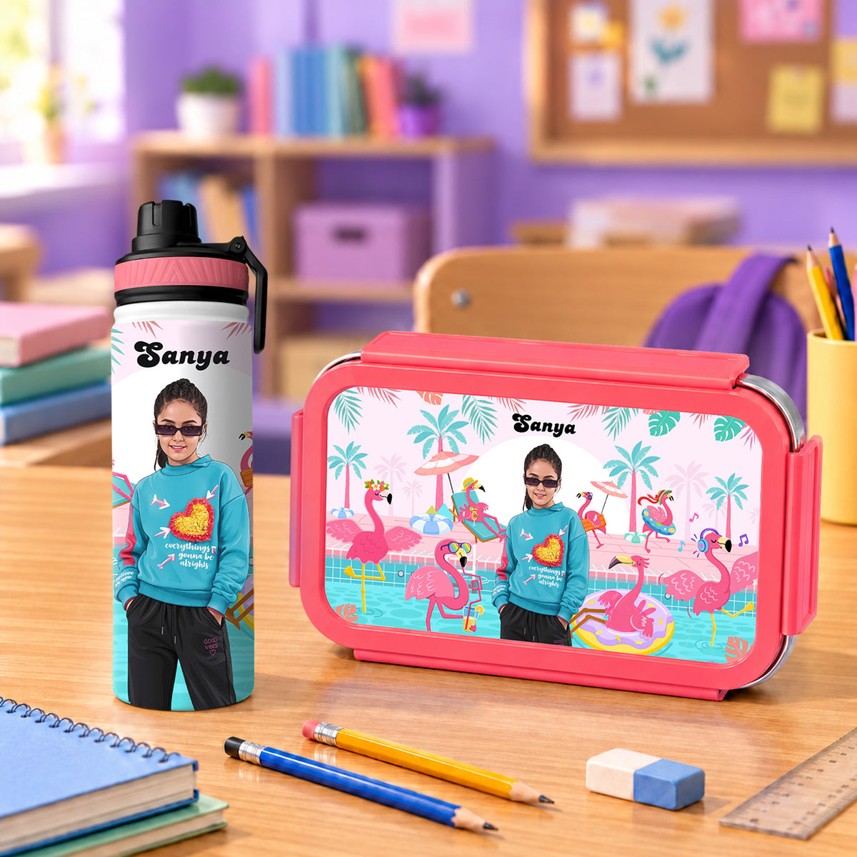 Unicorn Combo - Bento Lunch Box + Water Bottle