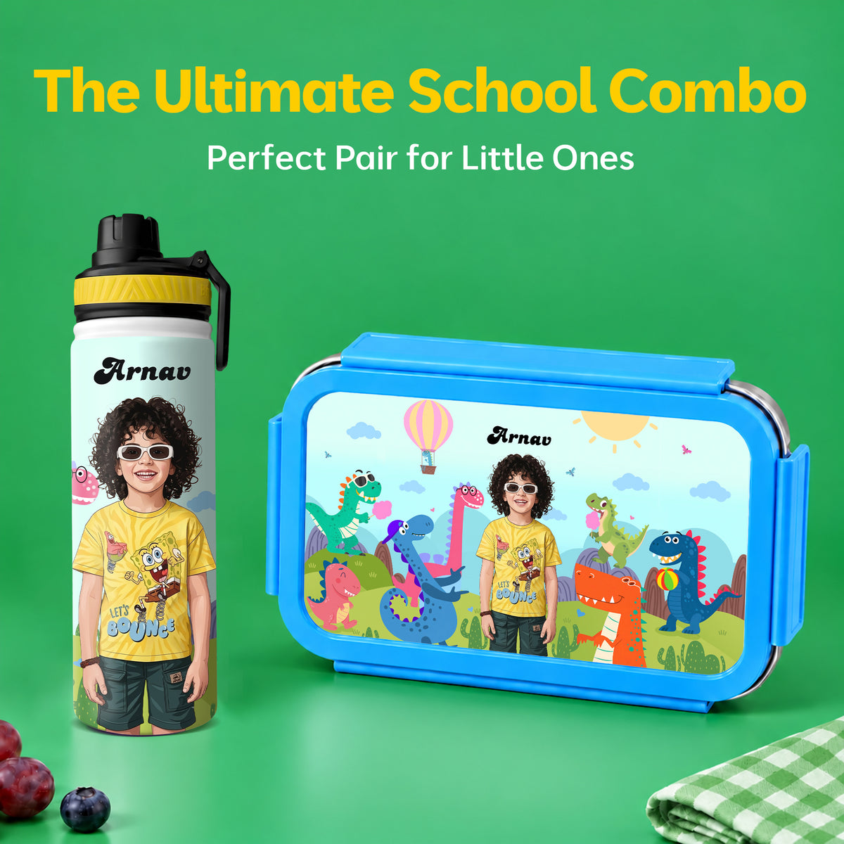 Dino Combo - Bento Lunch Box + Water Bottle