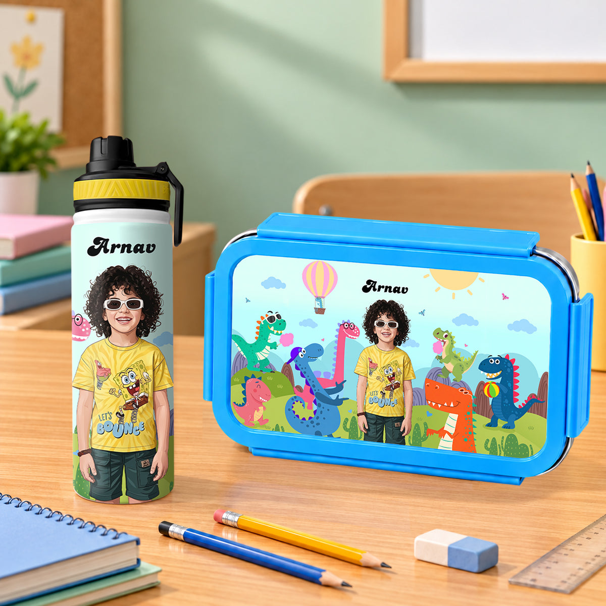 Dino Combo - Bento Lunch Box + Water Bottle