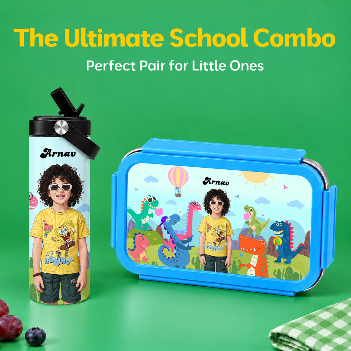 Dino Combo (Bento Lunch Box + Water Bottle)