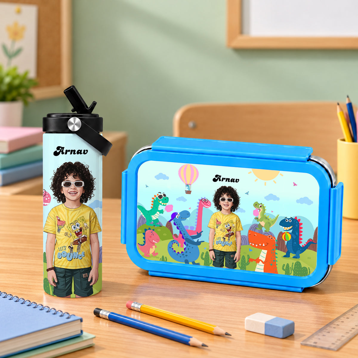 Dino Combo (Bento Lunch Box + Water Bottle)