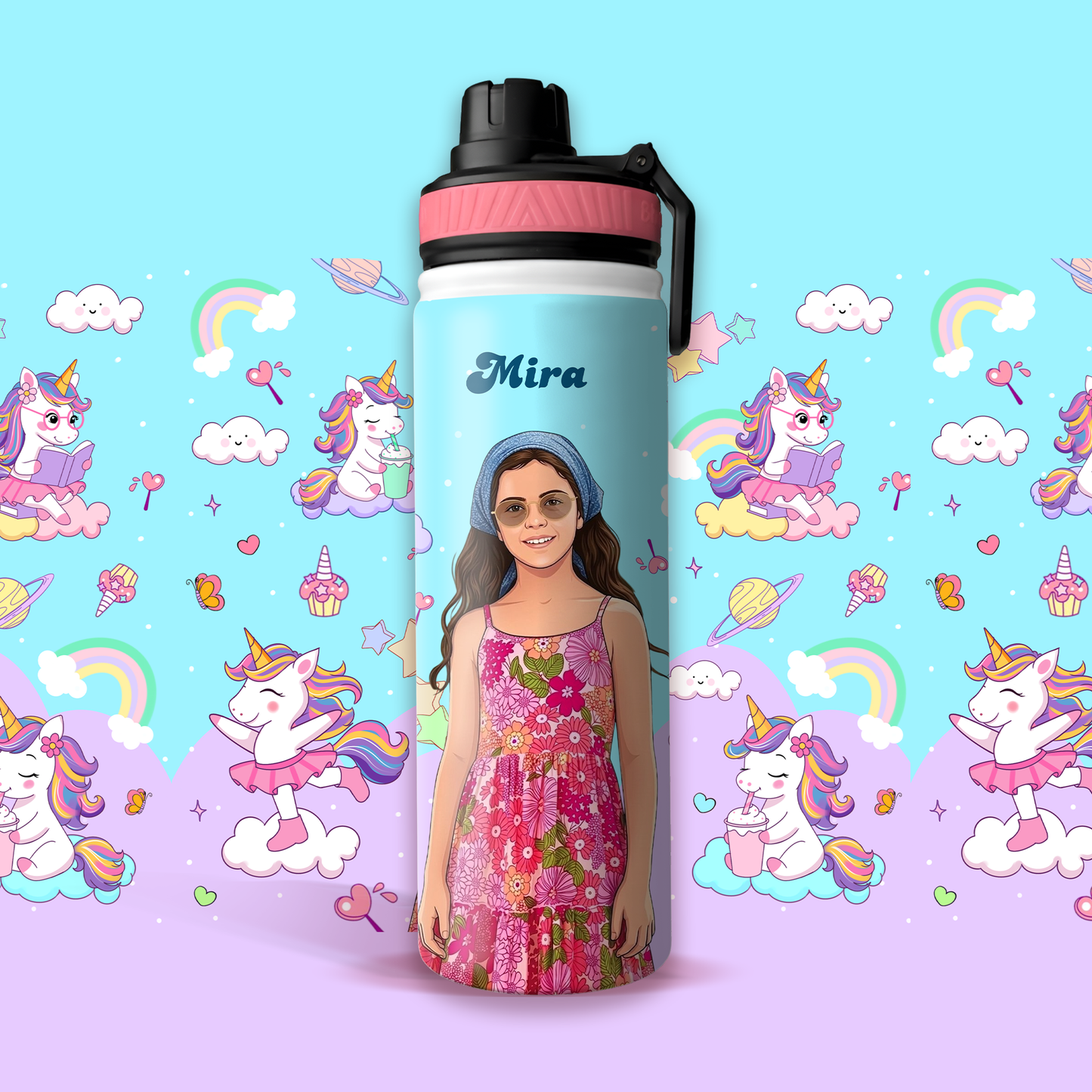 Personalized Unicorn Kids Stainless Steel Water Bottle