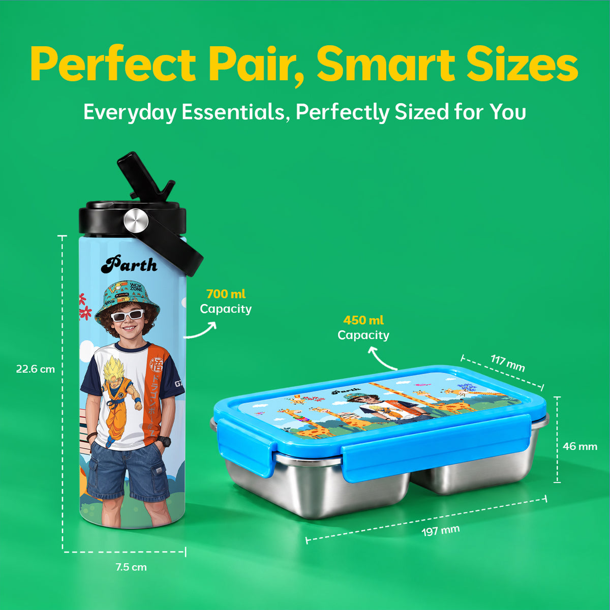 Giraffe Combo (Bento Lunch Box + Water Bottle)