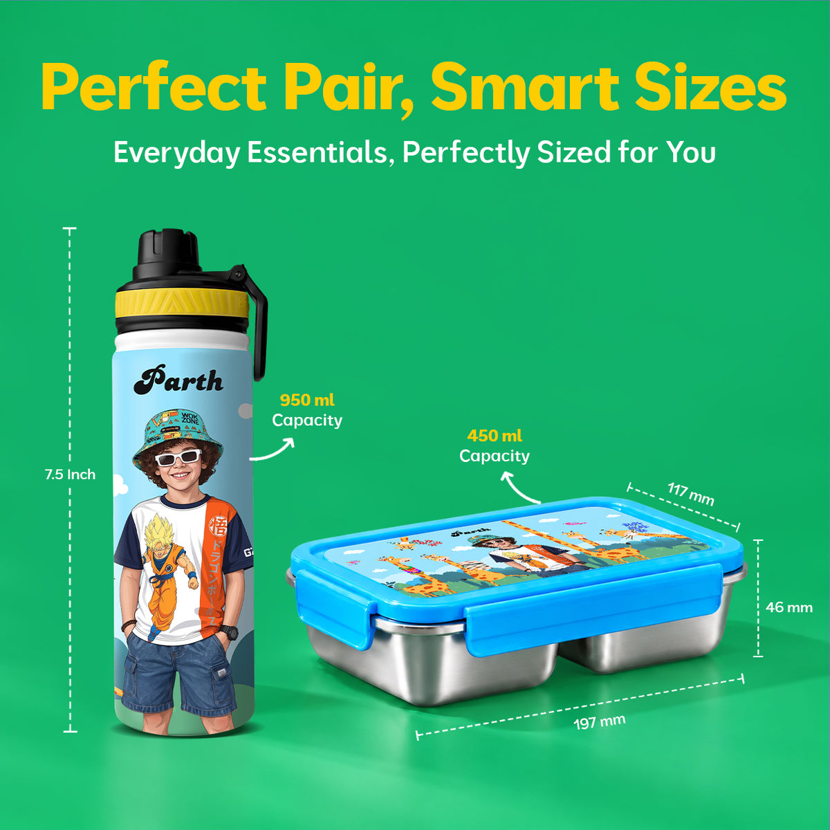 Giraffe Combo - Bento Lunch Box + Water Bottle