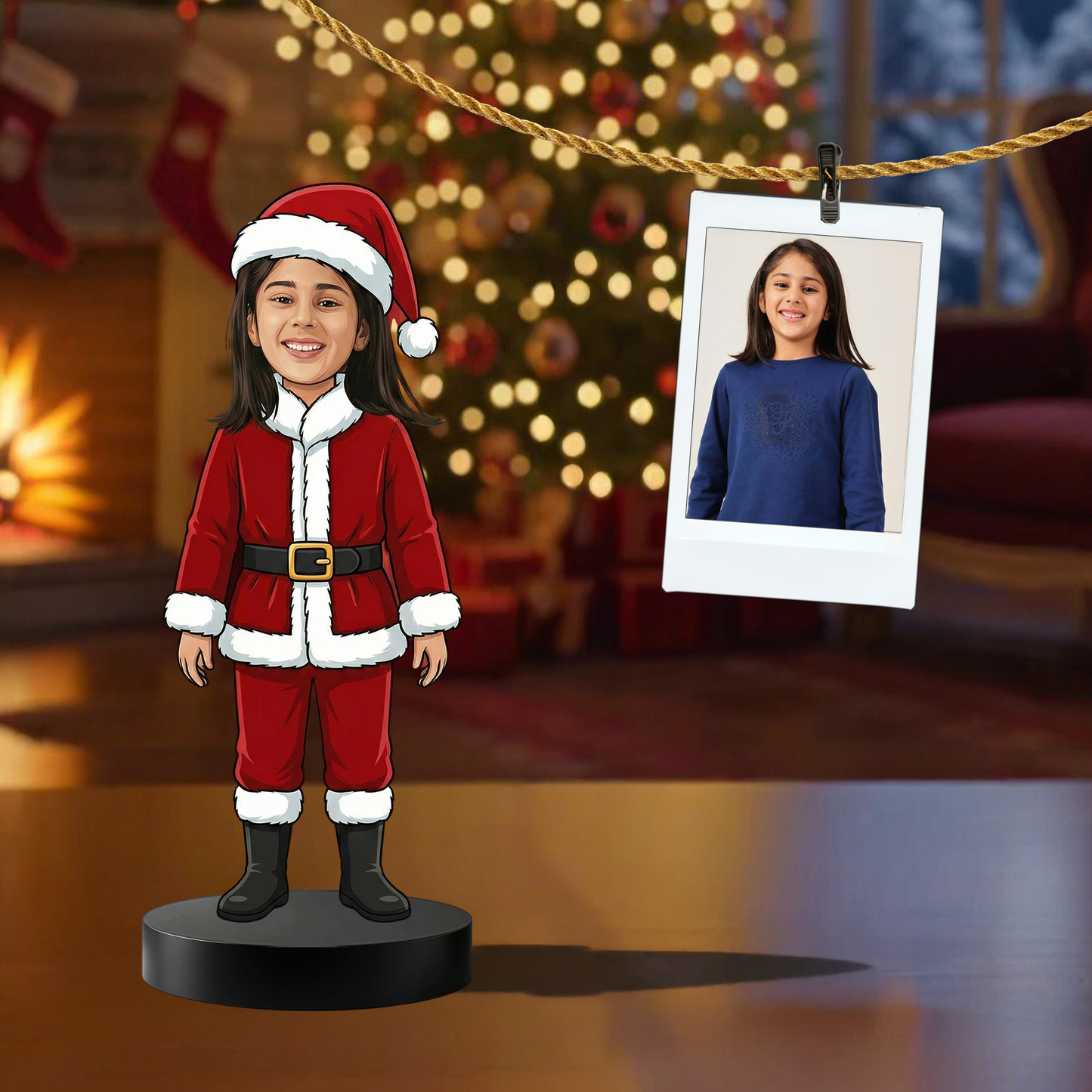 Personalized Girl Santa Caricature Figurine