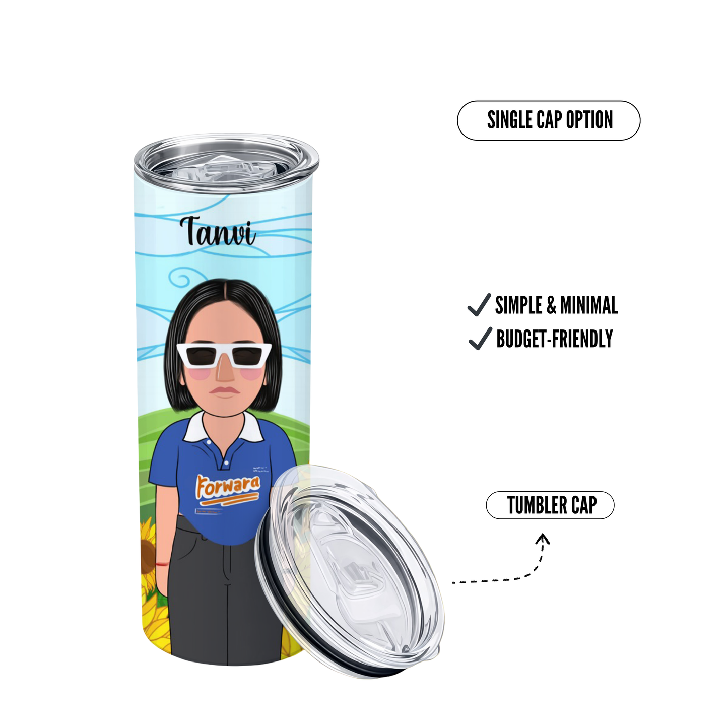 Personalized Stainless Steel Tumbler With Free Steel Straw