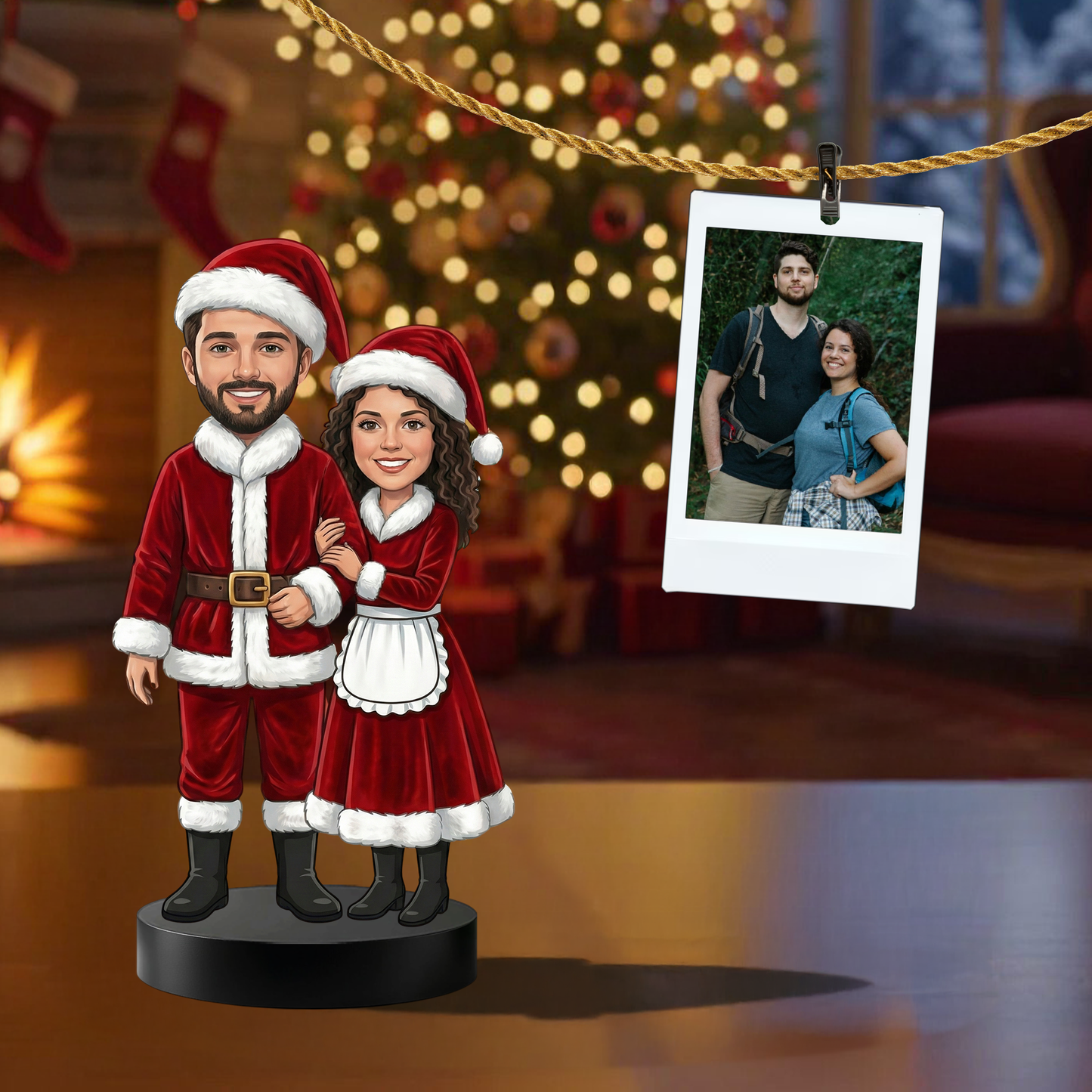 Personalized Couple Santa Caricature Figurine
