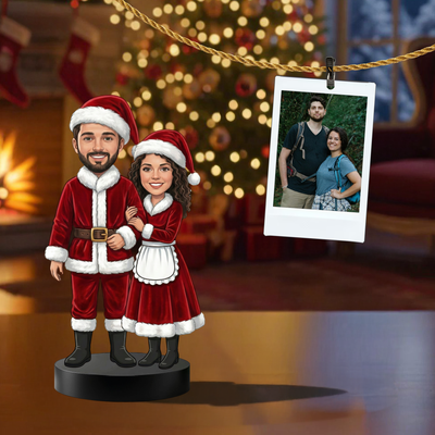 Personalized Couple Santa Caricature Figurine