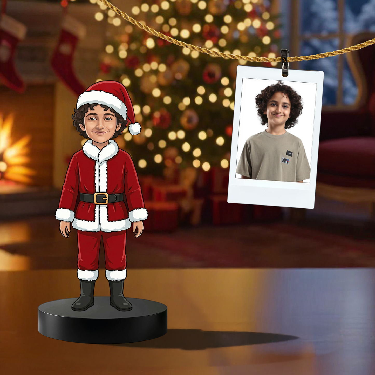 Personalized Boy Santa Caricature Figurine