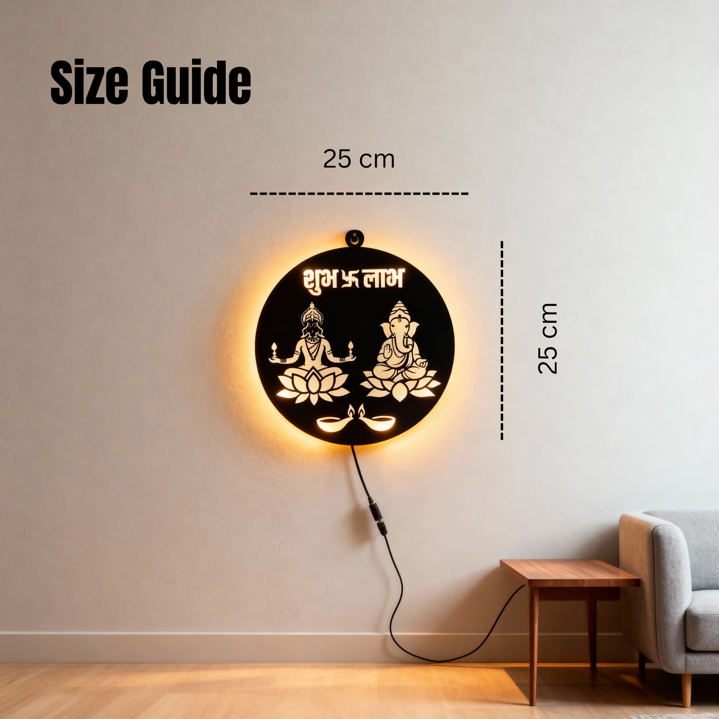 Shubh Labh Laxmi Ganesh LED Wall Light – Festive Diwali Home Decor