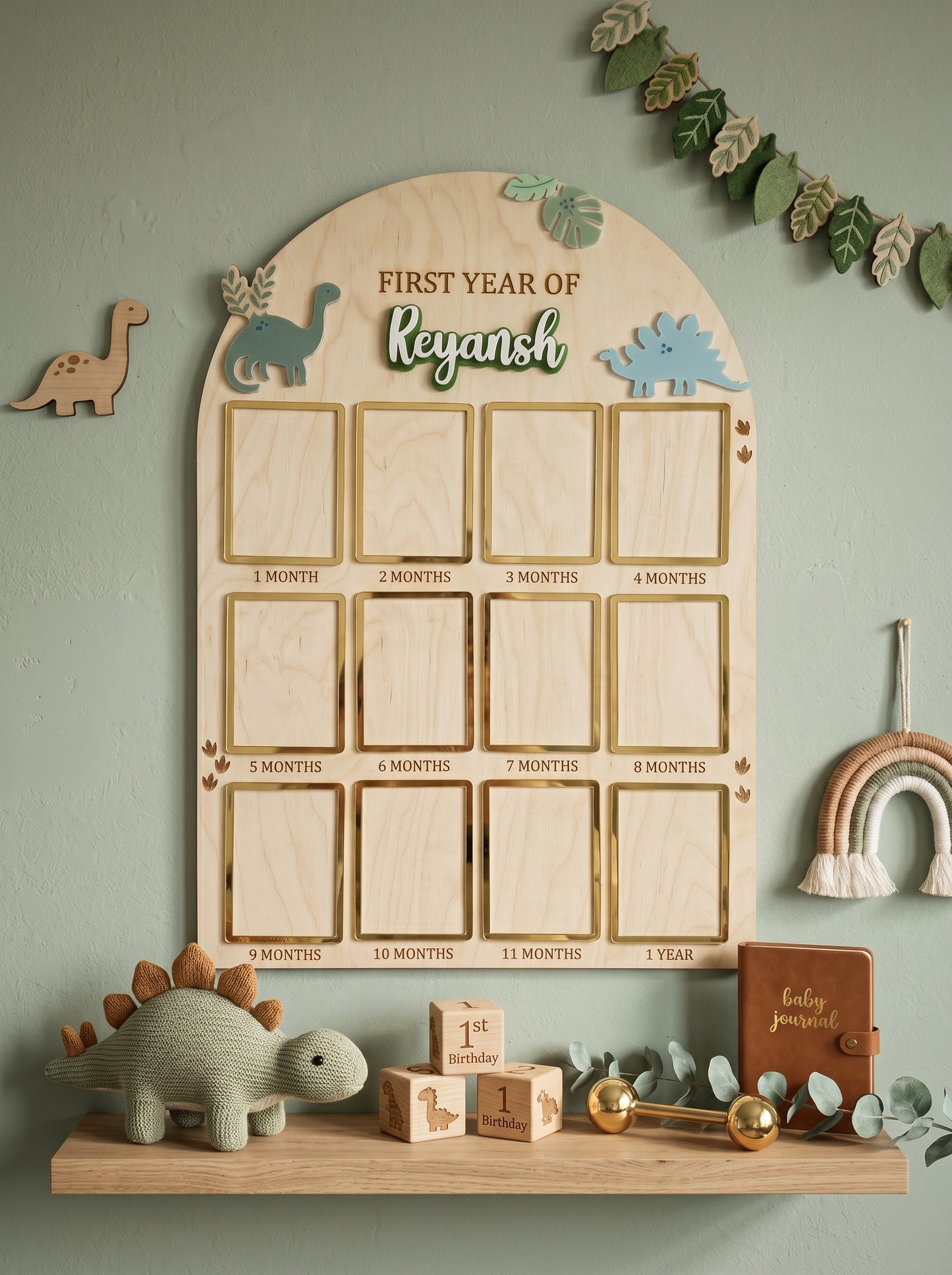 Milestone Memories | Dinosaur Theme Baby Photo Board
