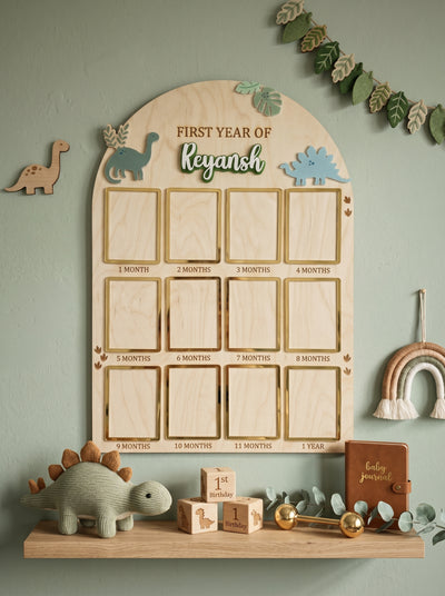 Milestone Memories | Dinosaur Theme Baby Photo Board