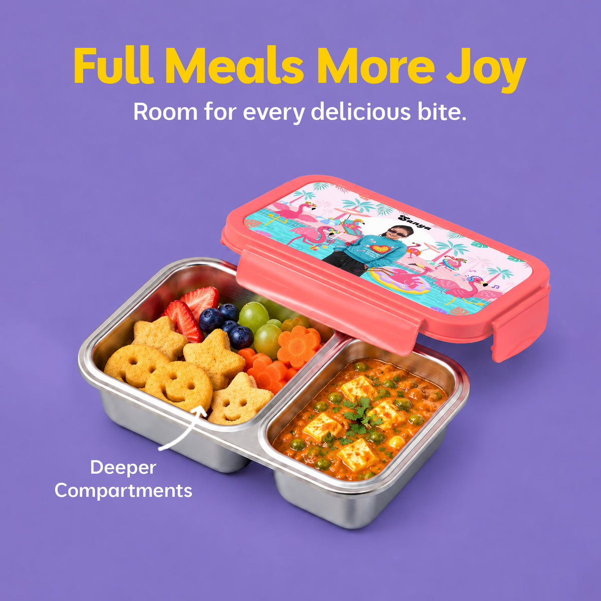 Bento Lite - Flamingo Theme | Personalized Kids Lunch Box