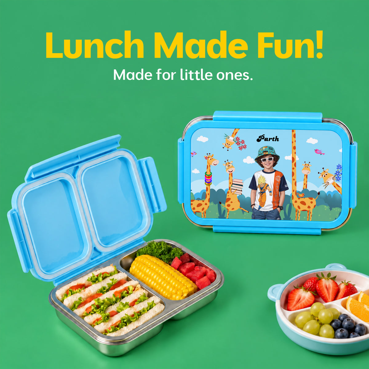 Bento Lite - Giraffe Theme | Personalized Kids Lunch Box