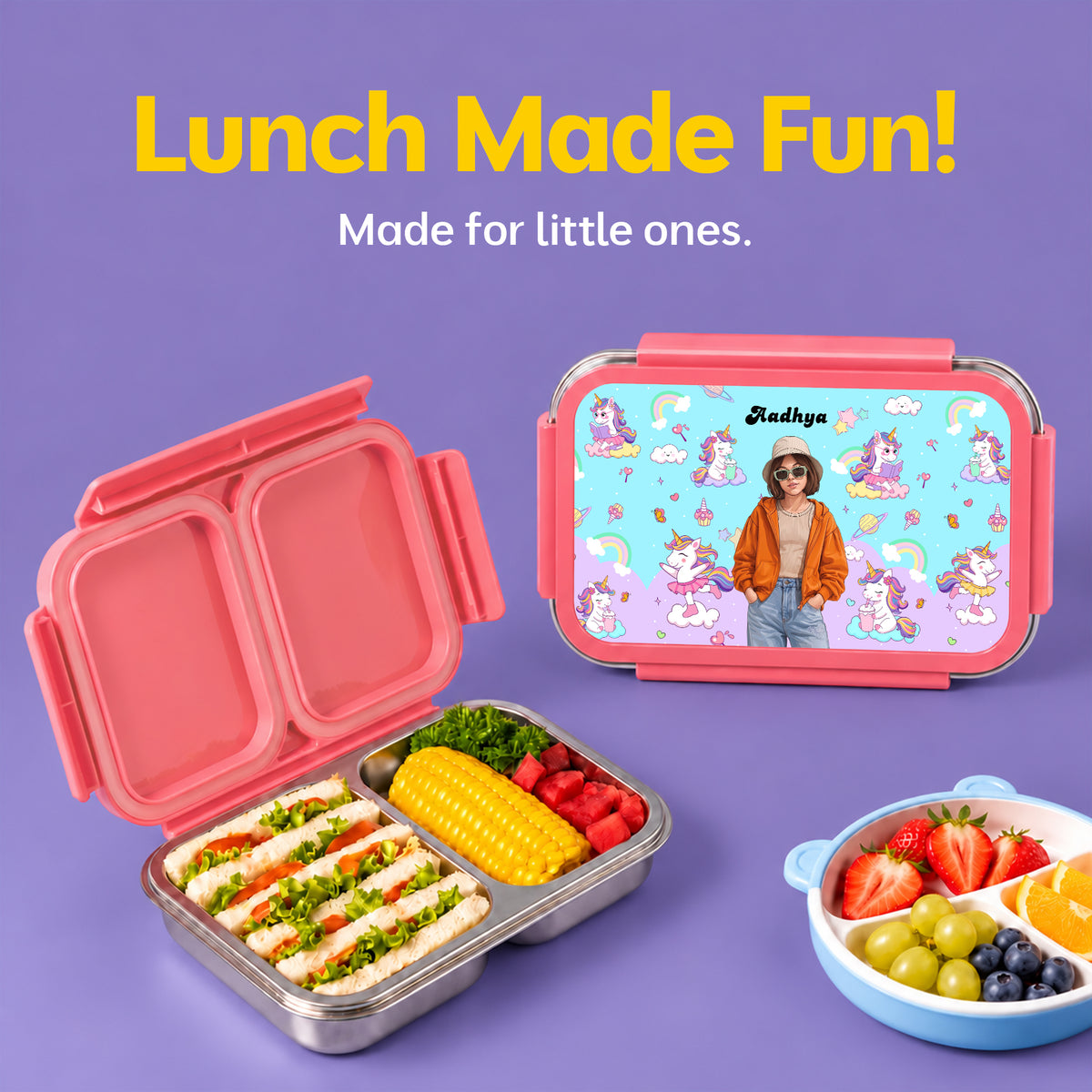 Bento Lite - Unicorn Theme | Personalized Kids Lunch Box