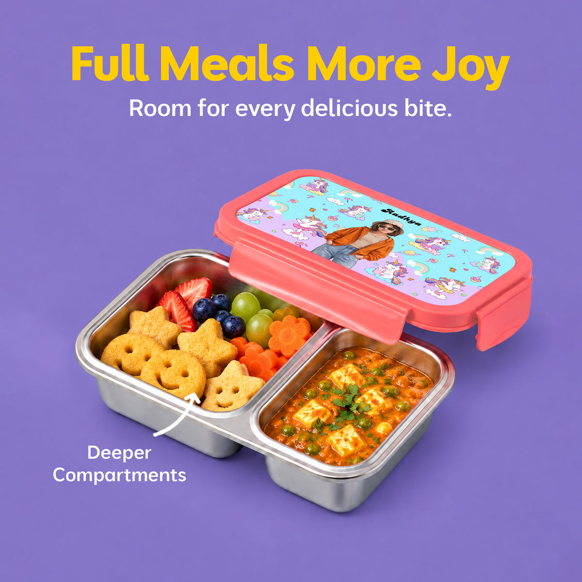 Bento Lite - Unicorn Theme | Personalized Kids Lunch Box