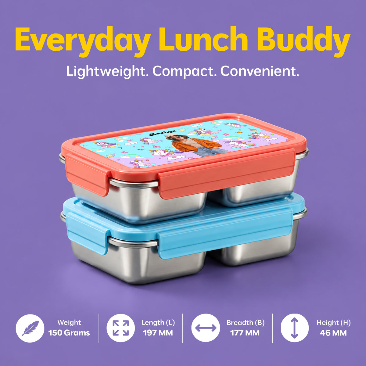 Bento Lite - Unicorn Theme | Personalized Kids Lunch Box