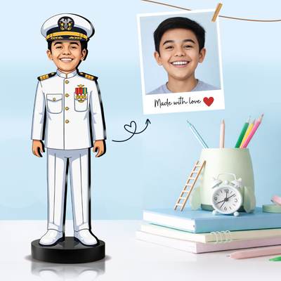 Personalized Kids Navy Officer Figurine