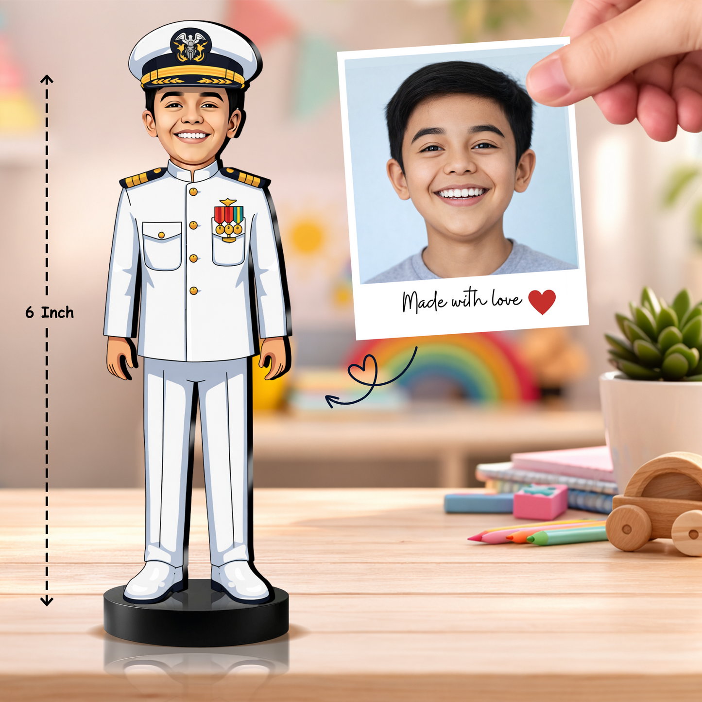 Personalized Kids Navy Officer Figurine