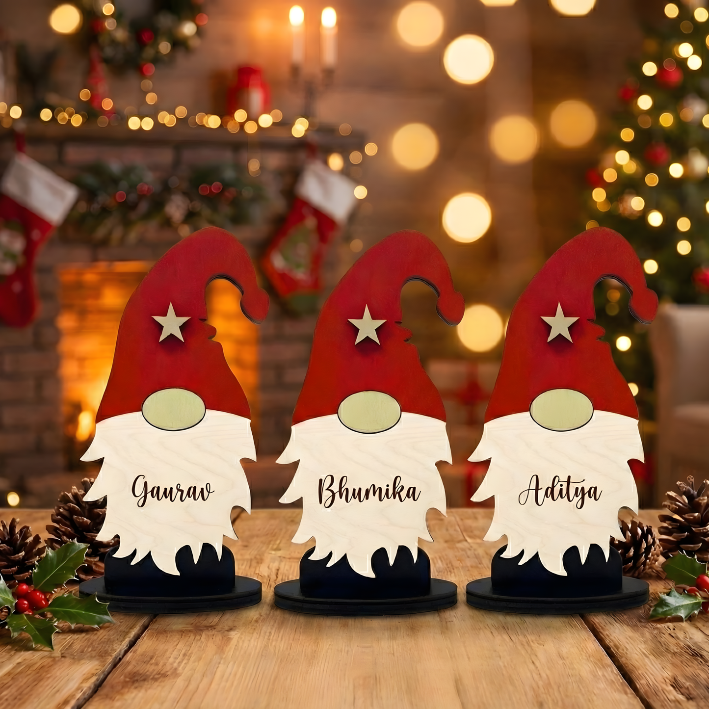 Personalised Wooden Christmas Gnomes