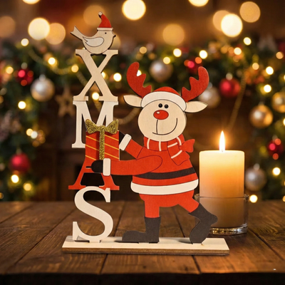 Handcrafted Wooden XMAS Reindeer Ornament – Holiday Home Decor