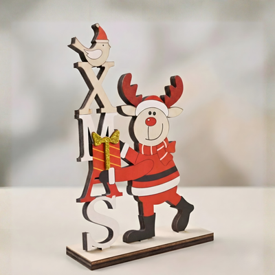 Handcrafted Wooden XMAS Reindeer Ornament – Holiday Home Decor