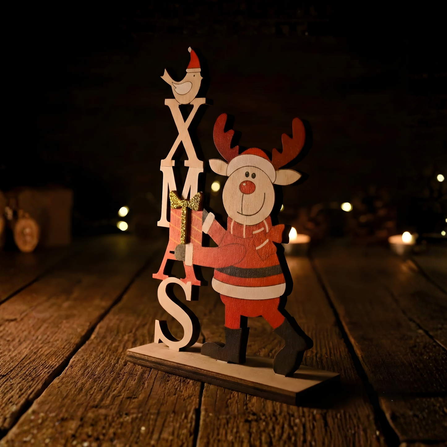 Handcrafted Wooden XMAS Reindeer Ornament – Holiday Home Decor