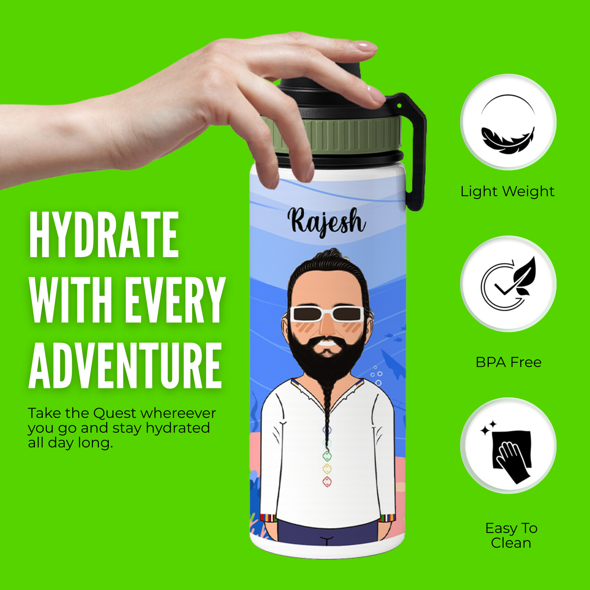 Personalised Stainless Steel Water Bottle – Bhootiya