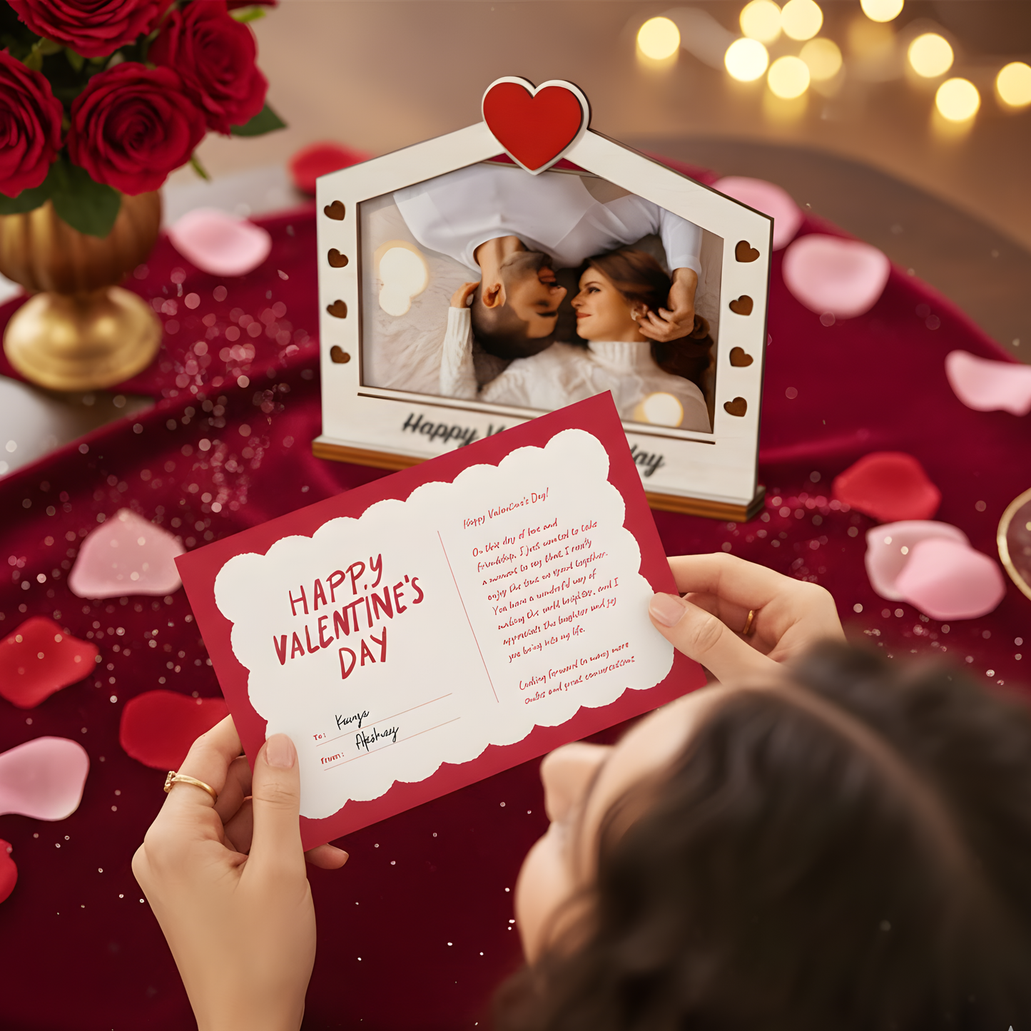 Wooden Photo Frame with Heart Design | Valentine’s Day Love Keepsake Gift