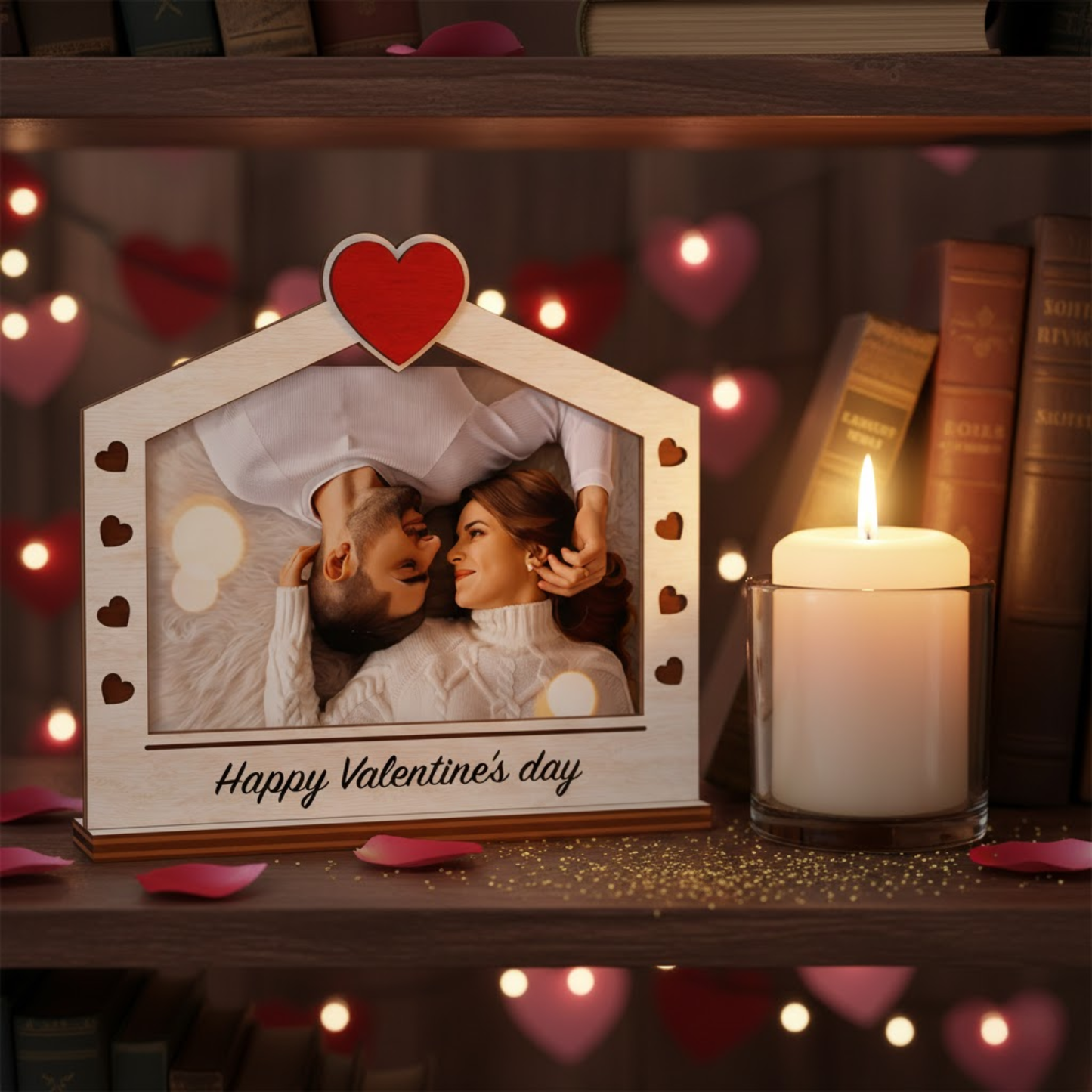 Wooden Photo Frame with Heart Design | Valentine’s Day Love Keepsake Gift
