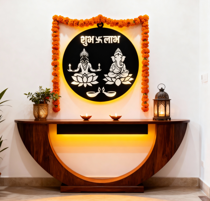 Shubh Labh Laxmi Ganesh LED Wall Light – Festive Diwali Home Decor