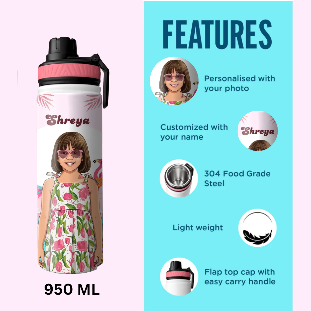 Rakhi special: Personalised Stainless Steel Bottle and Tumbler Combo