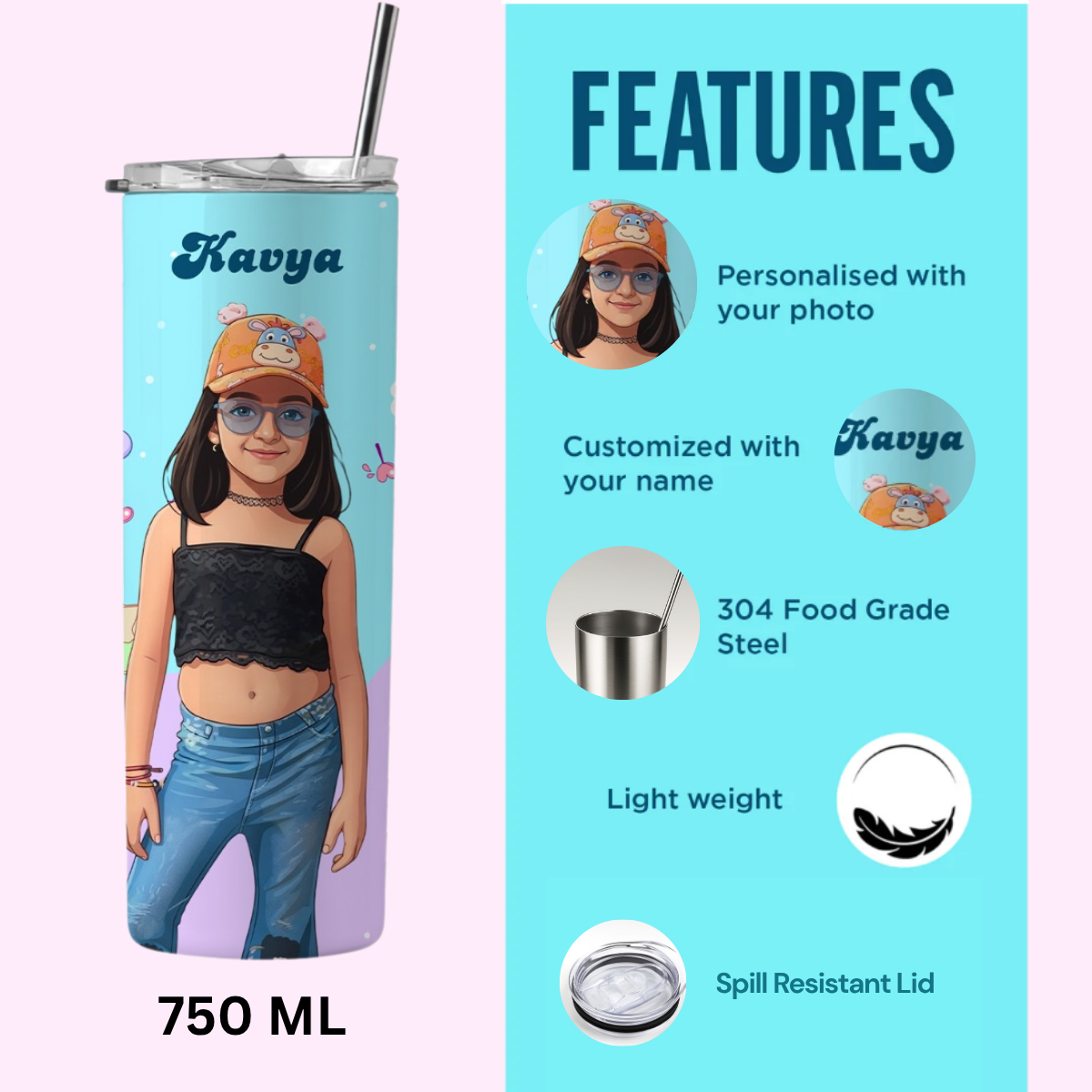 Rakhi special: Personalised Stainless Steel Bottle and Tumbler Combo