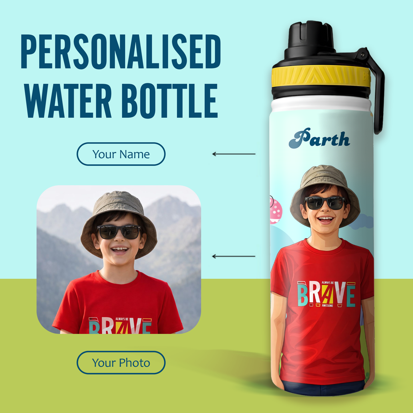 Personalized Dinosaur Kids Stainless Steel Water Bottle