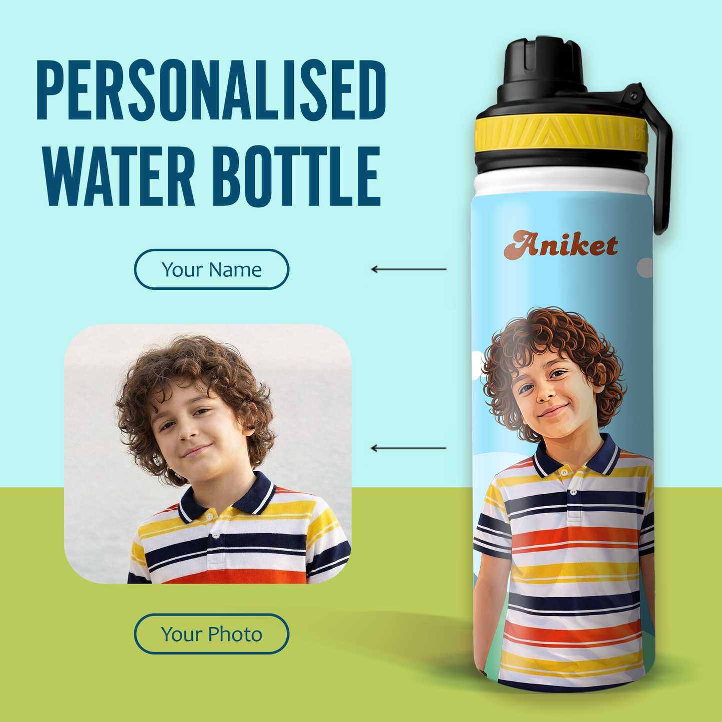 Personalized Giraffe Kids Stainless Steel Water Bottle