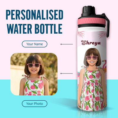Personalized Flamingo Kids Stainless Steel Water Bottle