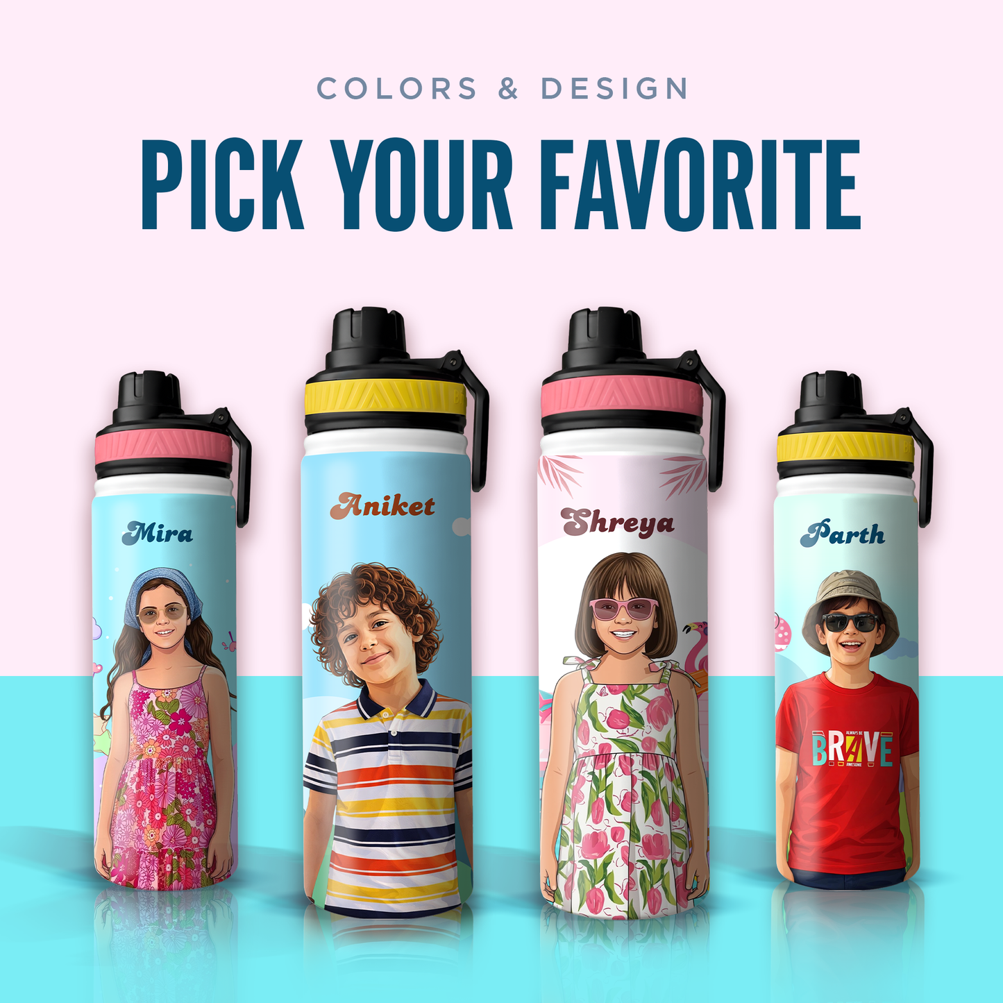 Personalized Unicorn Kids Stainless Steel Water Bottle