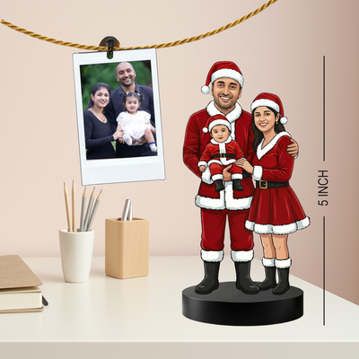 Personalized Family 3 Santa Caricature Figurine
