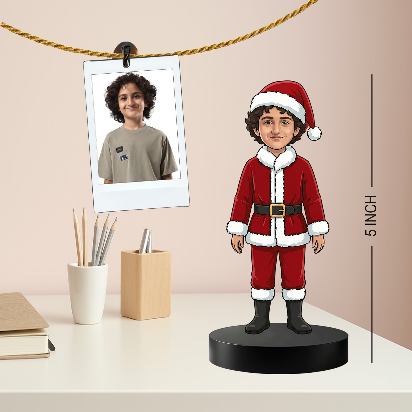 Personalized Boy Santa Caricature Figurine