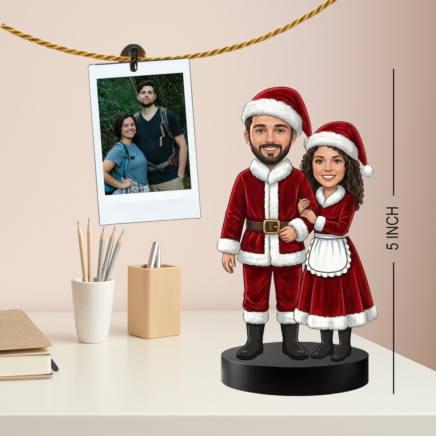Personalized Couple Santa Caricature Figurine