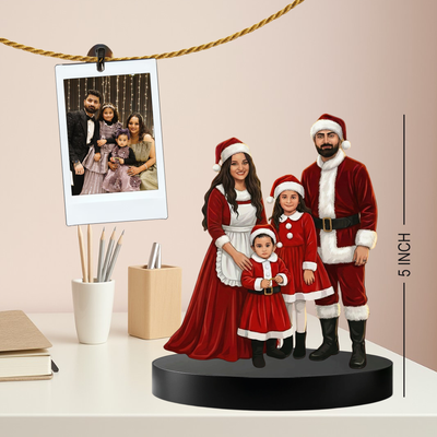 Personalized Family 4 Santa Caricature Figurine