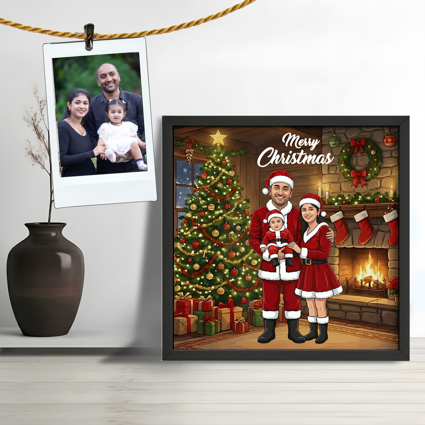 Personalized Family 3 Santa Photo Frame