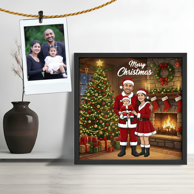 Personalized Family 3 Santa Photo Frame