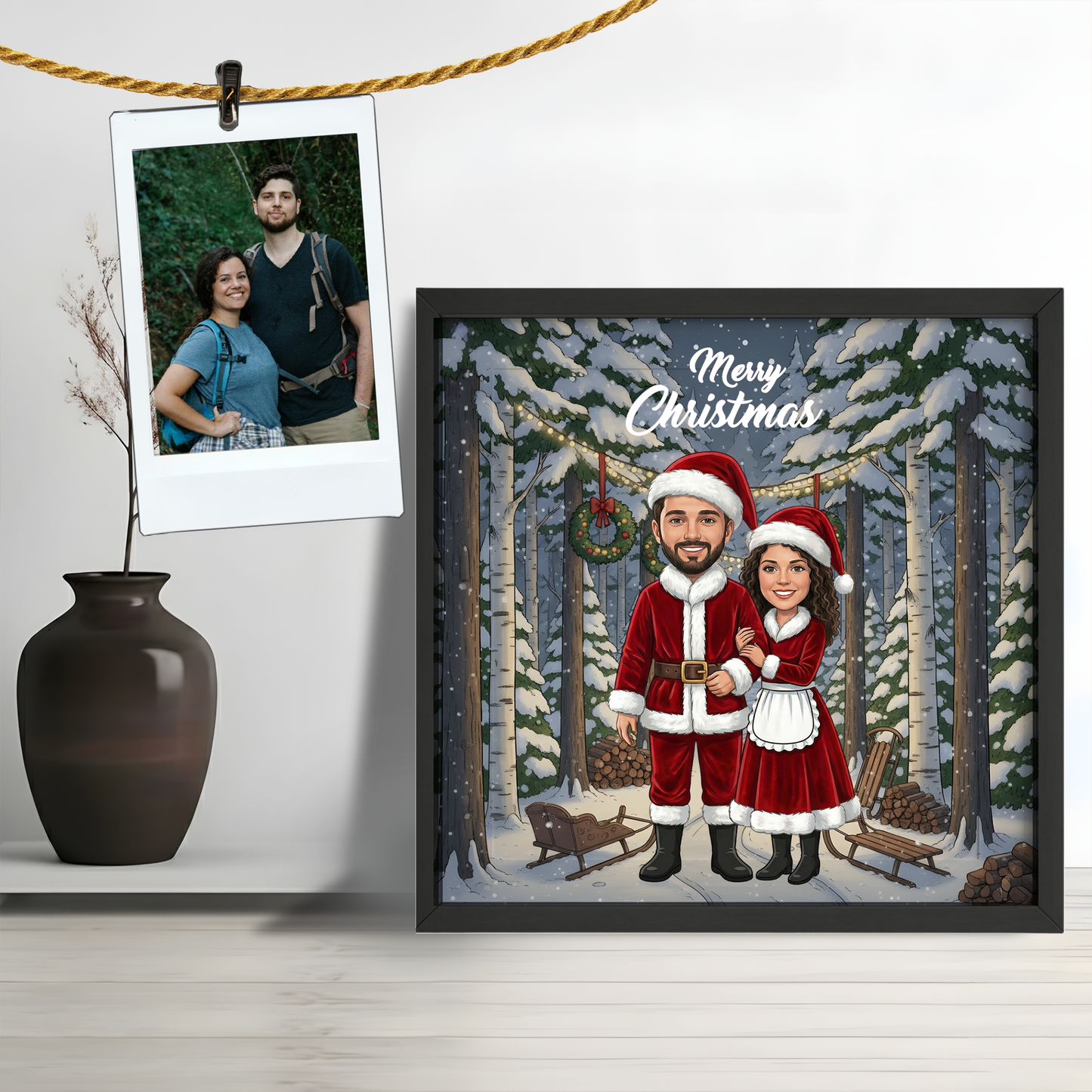 Personalized Couple Santa Photo Frame
